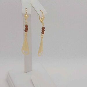 Brand New  Brazilian 18k Gold Filled Brown Beaded Earrings